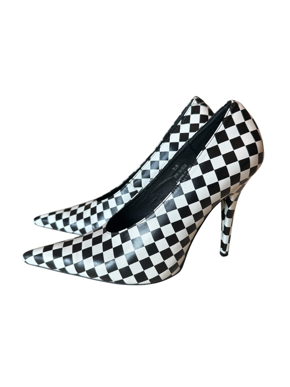 Jeffrey Campbell Black & White Checkered Pointed Stiletto Pumps size 7.5